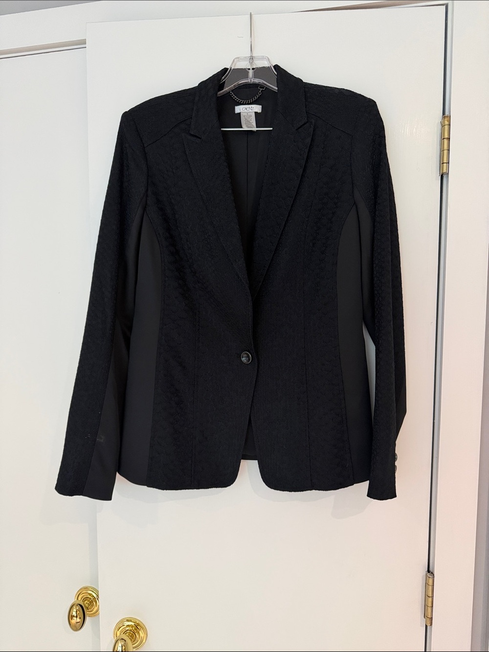 Cache Black Single-Button Textured Blazer